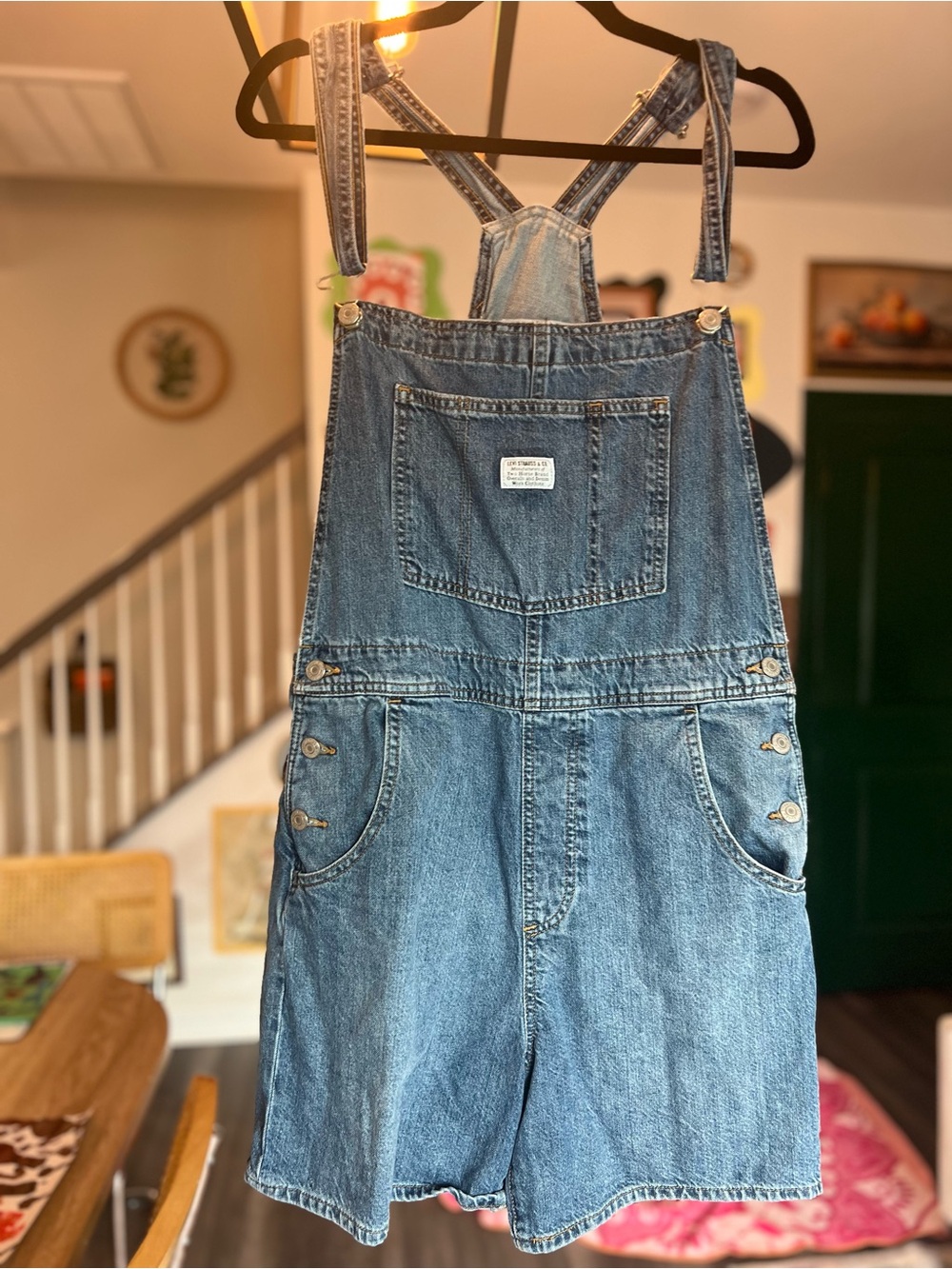 Levi's Blue Denim Short Overalls Romper